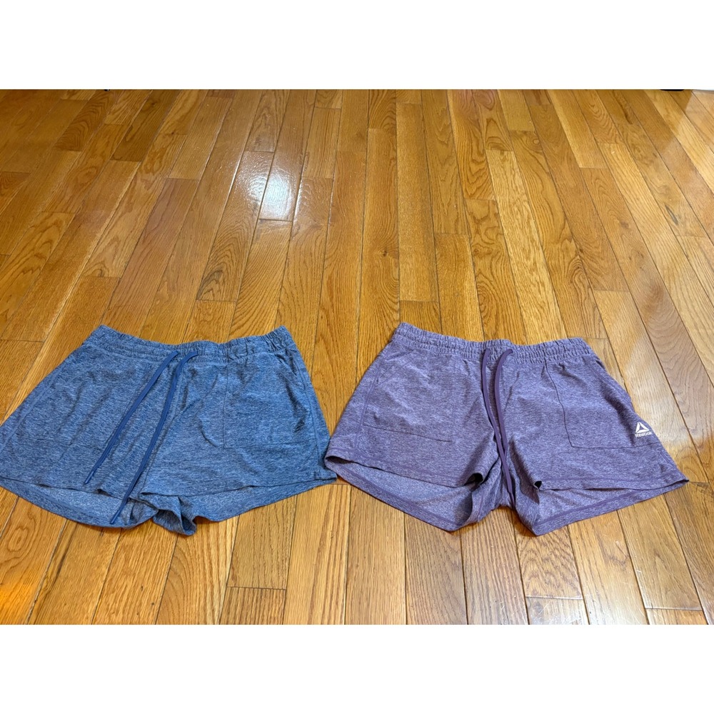 Reebok Womens Athletic Lounge Shorts 2-Pack Blue Purple Heathered Drawstring M